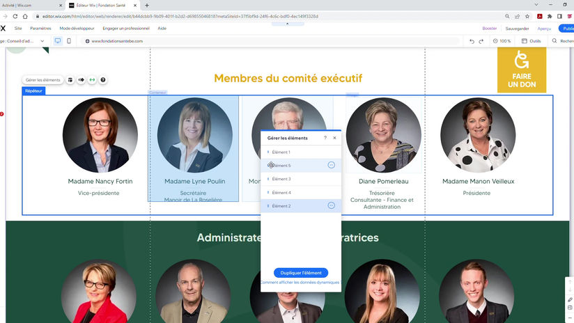 Organiser les photos page Conseil d'administration - Partie 1